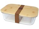 Pudełko śniadaniowe ze szkła Roby z bambusową pokrywką, natural / przezroczysty bezbarwny