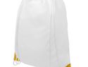 Plecak Oriole ściągany sznurkiem z kolorowymi rogami, biały / żółty