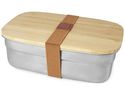 Pudełko śniadaniowe Tite ze stali nierdzewnej z bambusową pokrywką, natural / srebrny