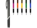 Solidny, kolorowy długopis Turbo z gumowym uchwytem, magenta / czarny