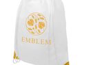 Plecak Oriole ściągany sznurkiem z kolorowymi rogami, biały / żółty