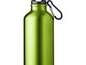 Aluminiowa butelka na wodę Oregon z karabińczykiem o pojemności 400 ml, zielone jabłuszko / perłowy