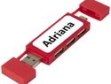 Mulan podwójny koncentrator USB 2.0, czerwony