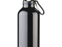 Aluminiowa butelka na wodę Oregon z karabińczykiem o pojemności 400 ml, czarny