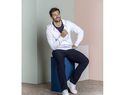 Ruby men’s organic recycled full zip hoodie, biały