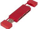 Mulan podwójny koncentrator USB 2.0, czerwony