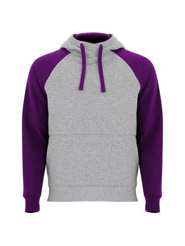 Badet dwukolorowa bluza z kapturem unisex, szary melanż / fioletowy