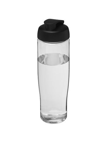 Bidon H2O Tempo® o pojemności 700 ml z wieczkiem zaciskowym, przezroczysty / czarny
