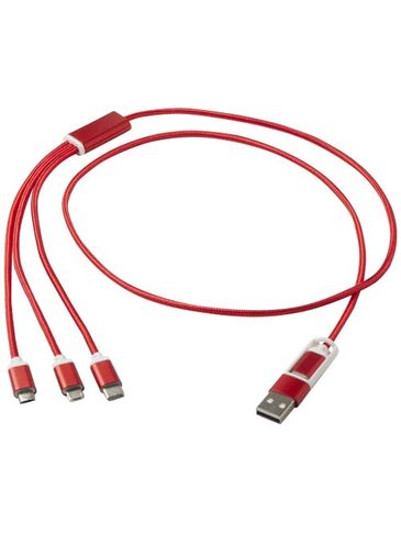 Versatile kabel do ładowania 5-1 z aluminium z recyklingu, czerwony