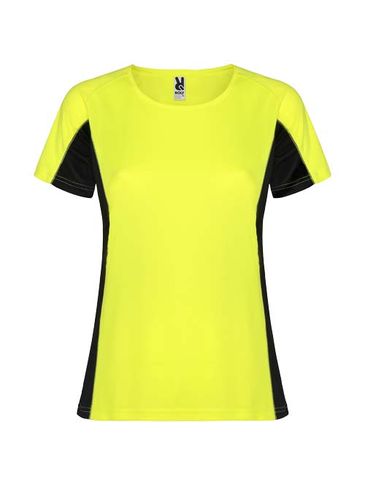 Shanghai sportowa koszulka damska z krótkim rękawem, fluor yellow / czarny