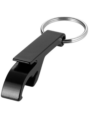 Tao otwieracz do butelek i puszek z łańcuchem do kluczy wykonany z aluminium pochodzącego z recyklingu z certyfikatem RCS , czarny