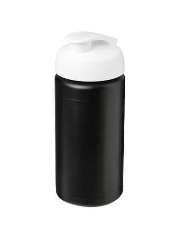 Bidon Baseline® Plus o pojemności 500 ml z wieczkiem zaciskowym i uchwytem, czarny / biały