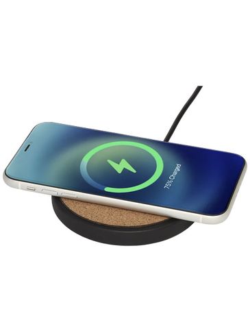 Bezprzewodowa ładowarka indukcyjna Kivi o mocy 10 W z korka/wapienia, czarny / piasek pustyni