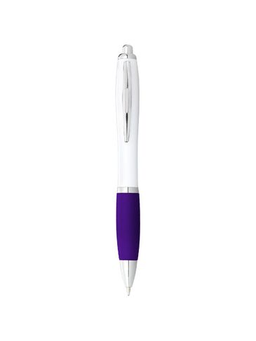 Długopis Nash z białym korpusem i kolorwym uchwytem, biały / fioletowy