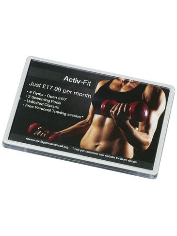 Duży magnes na lodówkę Mond wykonany z tworzywa sztucznego, przezroczysty bezbarwny