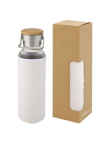 Szklana butelka Thor o pojemności 660 ml z neoprenowym pokrowcem, biały