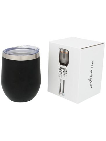 Termiczny kubek Corzo z izolacją próżniowo miedzianą, czarny