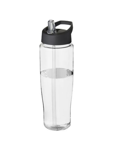 Bidon H2O Tempo® o pojemności 700 ml z wieczkiem z słomką, przezroczysty / czarny