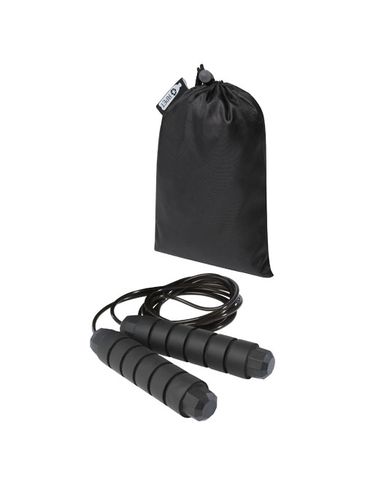 Miękka skakanka Austin w woreczku z plastiku PET z recyklingu, czarny