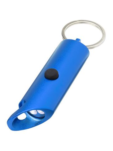 Flare latarka LED i otwieracz do butelek z łańcuchem do kluczy wykonany z aluminium IPX z recyklingu, błękit królewski