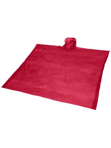 Mayan jednorazowe poncho przeciwdeszczowe z recyklingu z certyfikatem GRS, z pokrowcem do przechowywania , czerwony