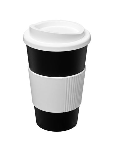 Kubek termiczny z serii Americano® o pojemności 350 ml z uchwytem, czarny / biały