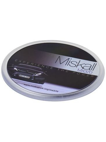 Podkładka okrągła z papierową wkładką Ellison wykonana z tworzywa sztucznego, przezroczysty bezbarwny