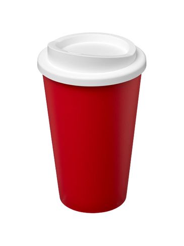 Kubek Americano Eco z recyklingu o pojemności 350 ml, czerwony / biały
