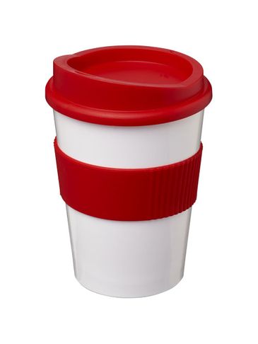 Kubek z serii Americano® Medio o pojemności 300 ml z uchwytem, biały / czerwony