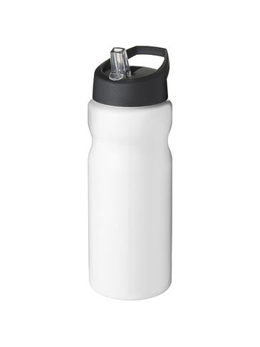 Bidon H2O Base® o pojemności 650 ml z wieczkiem z słomką, biały / czarny