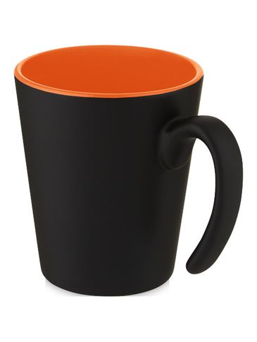 Kubek ceramiczny Oli o pojemności 360 ml z uchwytem, pomarańczowy / czarny