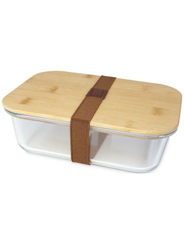 Pudełko śniadaniowe ze szkła Roby z bambusową pokrywką, natural / przezroczysty bezbarwny