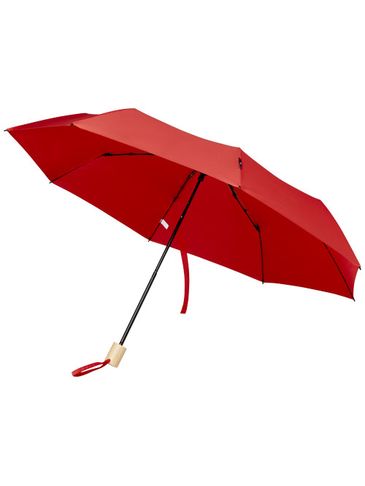 Składany wiatroodporny parasol 51 cm z PET z recyklingu Birgit, czerwony