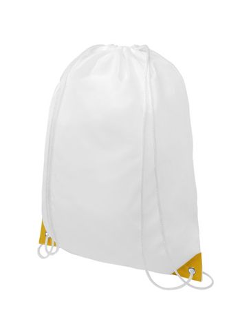 Plecak Oriole ściągany sznurkiem z kolorowymi rogami, biały / żółty