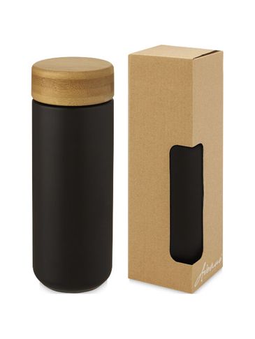 Lumi ceramiczny kubek z bambusową pokrywką o pojemności 300 ml, czarny