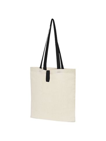 Składana torba na zakupy Nevada wykonana z bawełny o gramaturze 100 g/m², natural / czarny