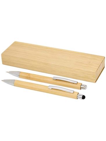 Oblys zestaw składający się z długopisu bambusowego i ołówka automatycznego, piasek pustyni