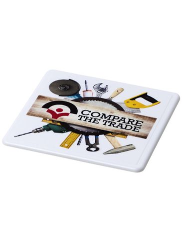 Podkładka kwadratowa Renzo wykonana z tworzywa sztucznego, biały