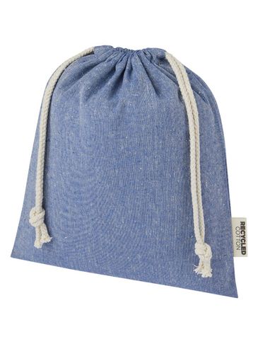 Pheebs torba na prezent z bawełny z recyklingu o gramaturze 150 g/m² i z certyfikatem GRS, średnia o pojemności 1,5 l, niebieski melanż