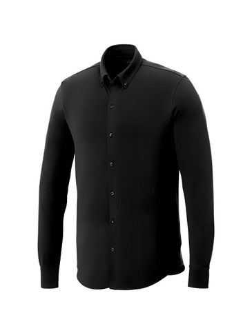 Męska koszula z długim rękawem o splocie pique Bigelow, czarny