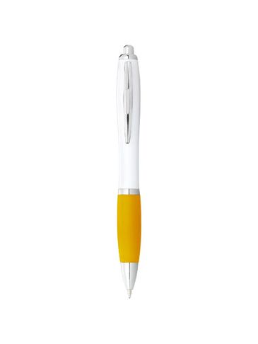 Długopis Nash z białym korpusem i kolorwym uchwytem, biały / żółty