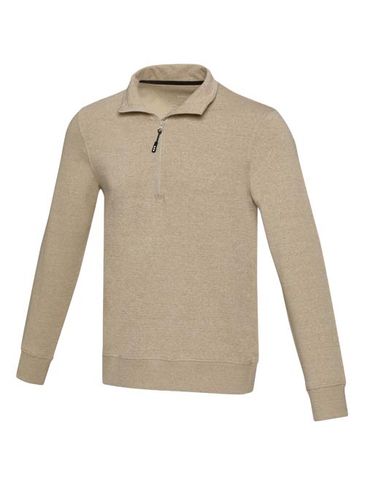Tin sweter unisex Aware™ z materiałów z recyklingu z zamkiem błyskawicznym na 1/4 długości , oatmeal