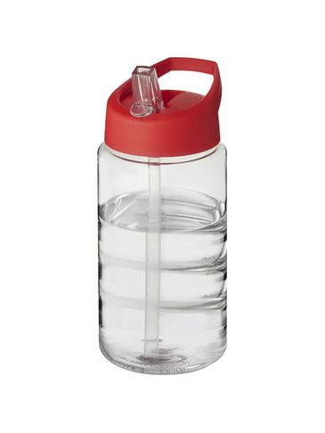 Bidon H2O Bop o pojemności 500 ml z wieczkiem z dzióbkiem, przezroczysty / czerwony