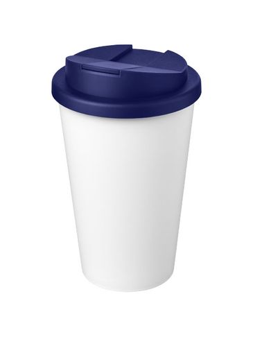 Kubek Americano® Eco z recyklingu o pojemności 350 ml z pokrywą odporną na zalanie, niebieski / biały