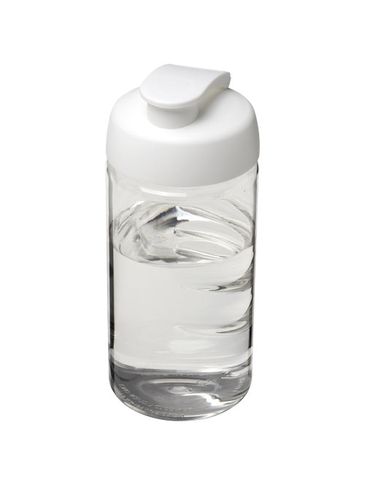 Bidon H2O Bop® o pojemności 500 ml z wieczkiem zaciskowym, przezroczysty / biały