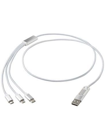 Versatile kabel do ładowania 5-1 z aluminium z recyklingu, srebrny