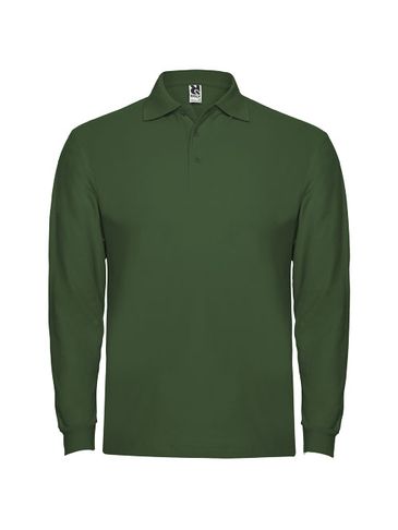 Estrella koszulka męska polo z długim rękawem, butelkowa zieleń