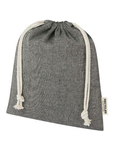 Pheebs torba na prezent z bawełny z recyklingu o gramaturze 150 g/m² i z certyfikatem GRS, średnia o pojemności 1,5 l, czarny melanż