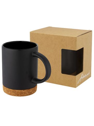 Neiva Kubek ceramiczny o pojemności 425 ml z korkową podstawą, czarny