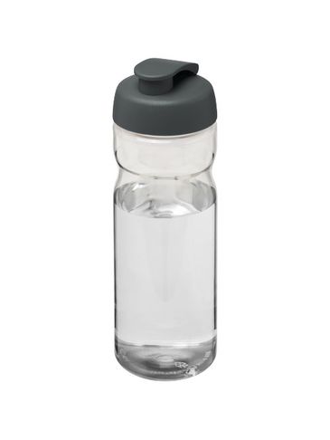 Bidon H2O Active® Base Tritan™ o pojemności 650 ml z klapką, przezroczysty bezbarwny / szary